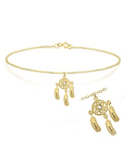 Dream Cather with Tiny Rhinestone Anklet ANK-190-GP